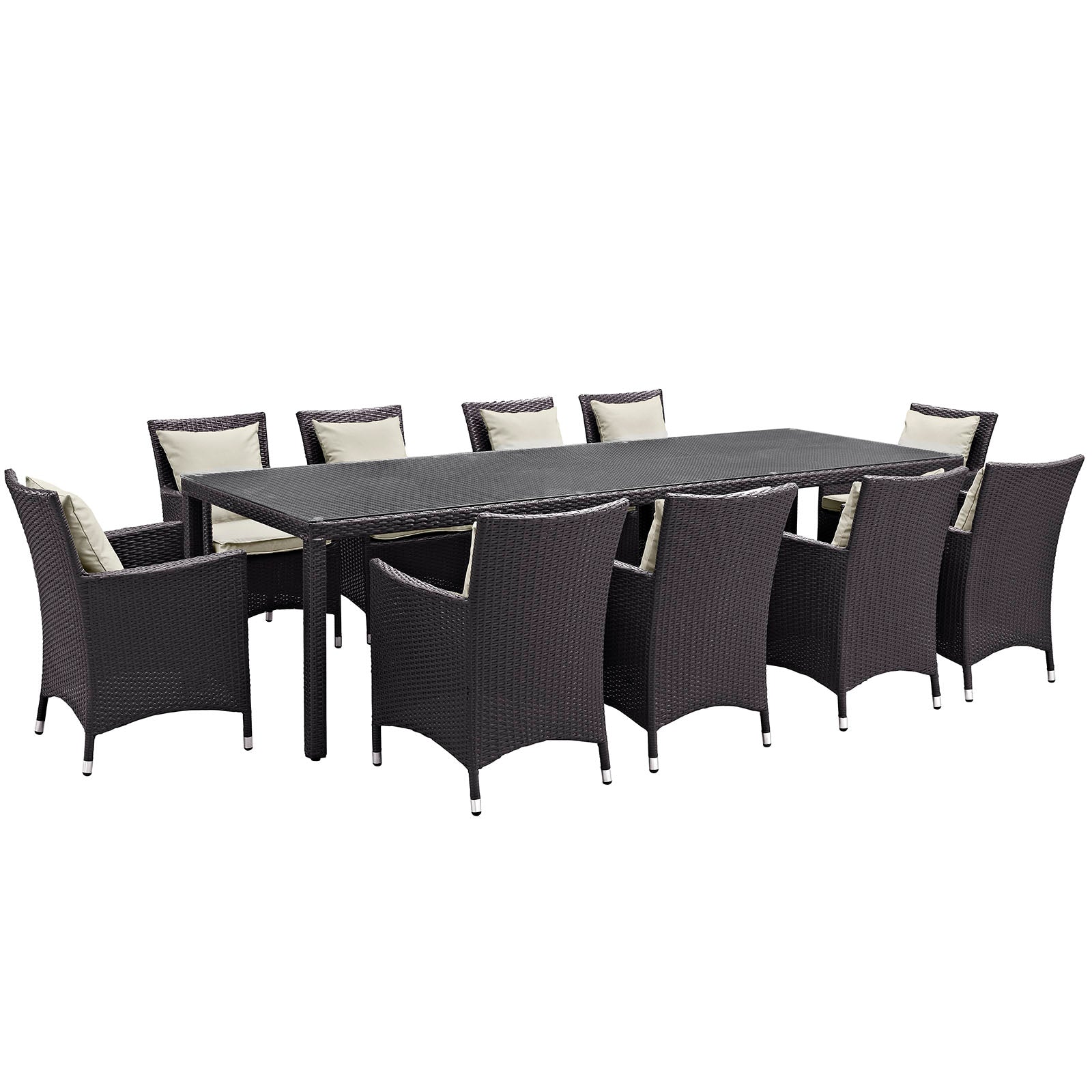 Modway Convene 11 Piece Outdoor Patio 114" Dining Set | Outdoor Dining Set | 