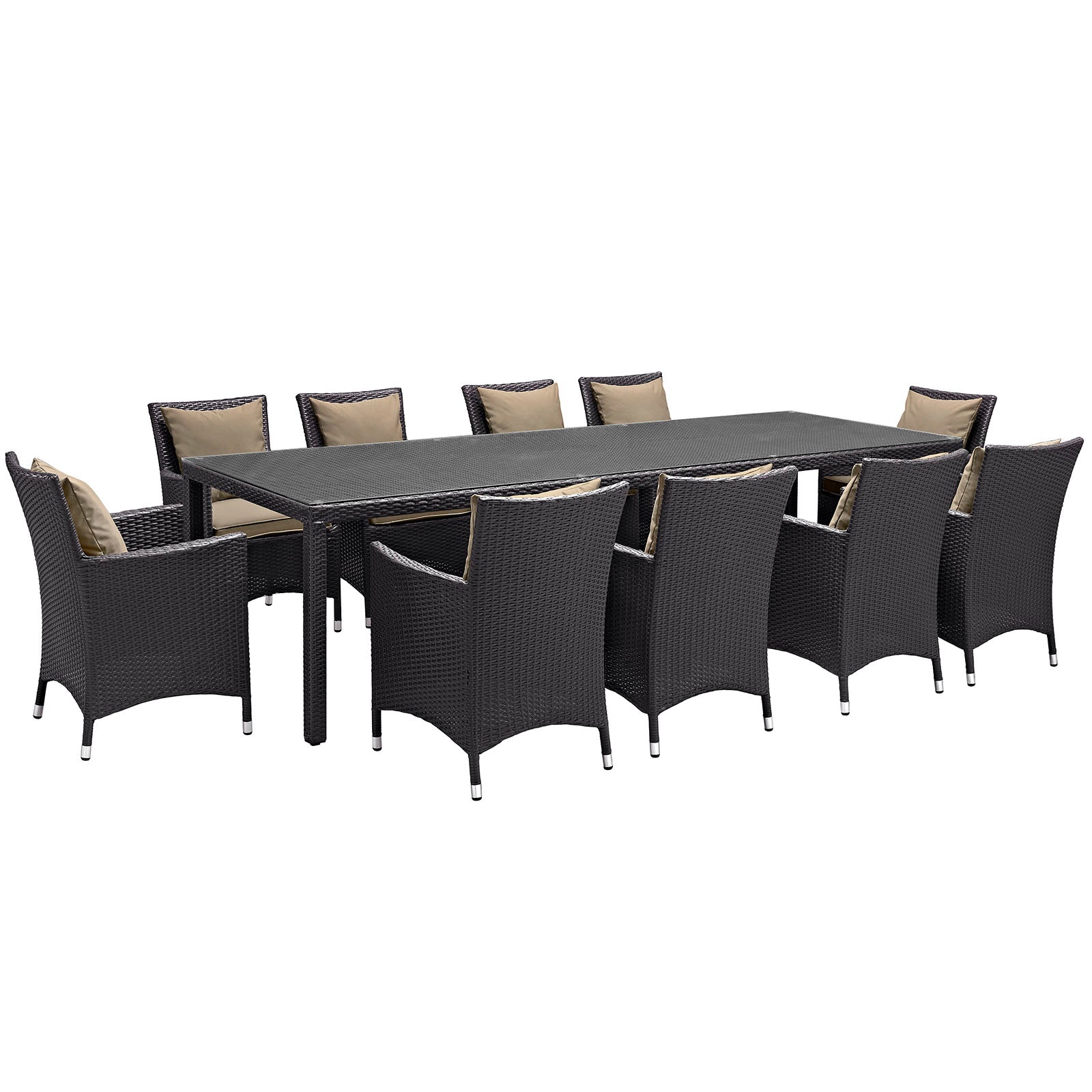 Modway Convene 11 Piece Outdoor Patio 114" Dining Set | Outdoor Dining Set | 