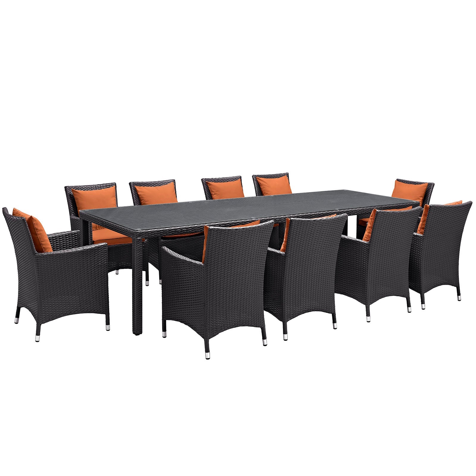 Modway Convene 11 Piece Outdoor Patio 114" Dining Set | Outdoor Dining Set | 