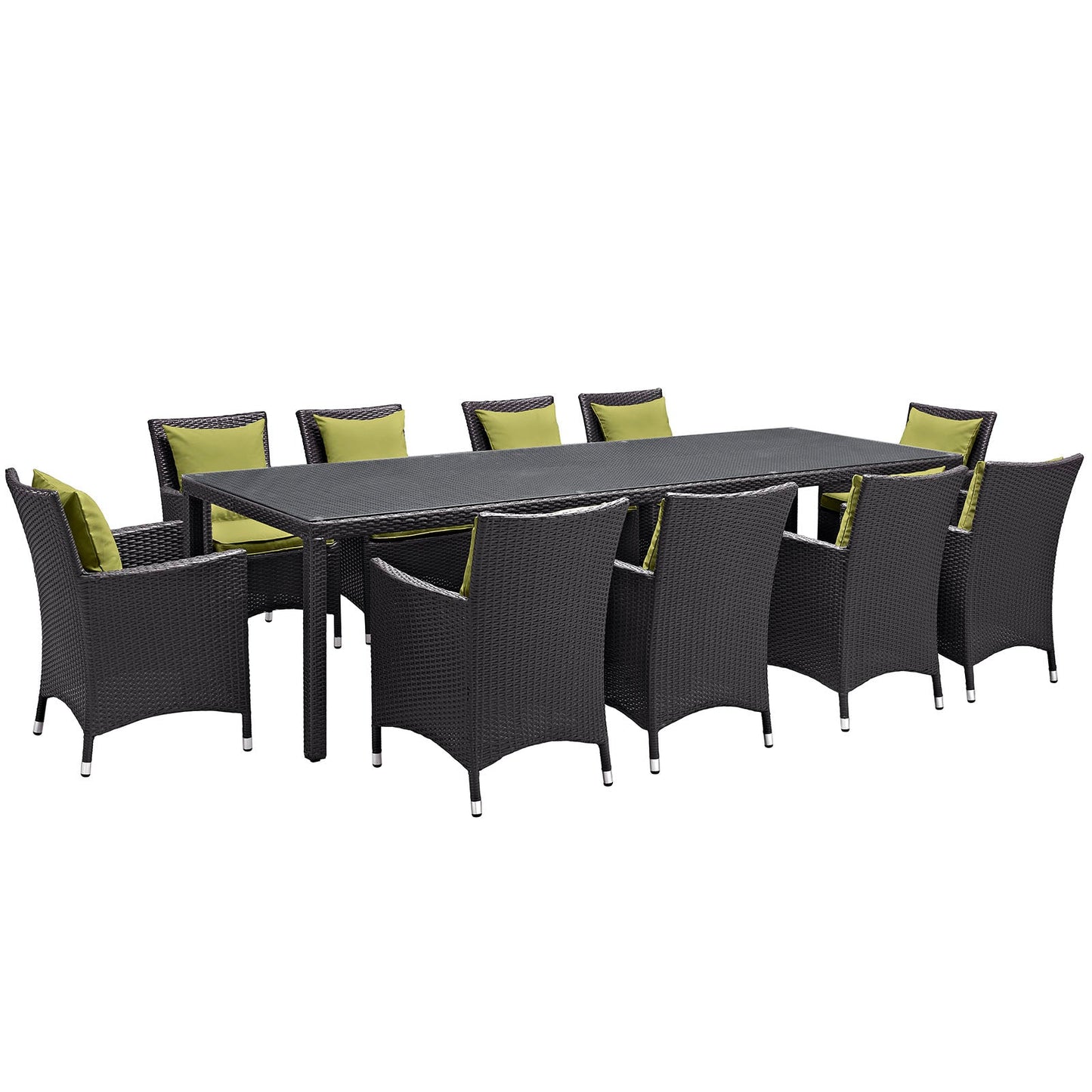Modway Convene 11 Piece Outdoor Patio 114" Dining Set | Outdoor Dining Set | 
