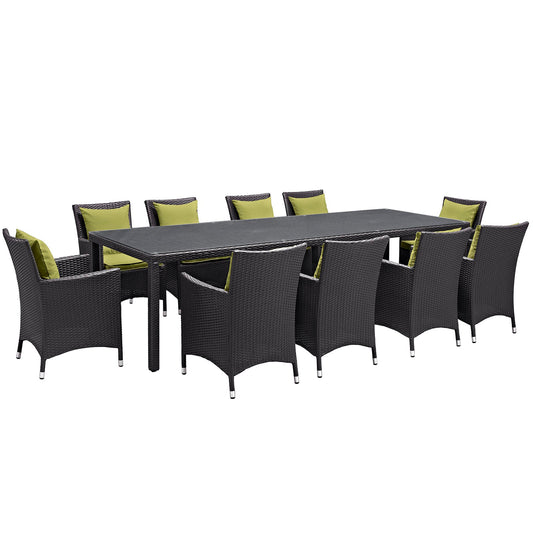 Modway Convene 11 Piece Outdoor Patio 114" Dining Set | Outdoor Dining Set | 