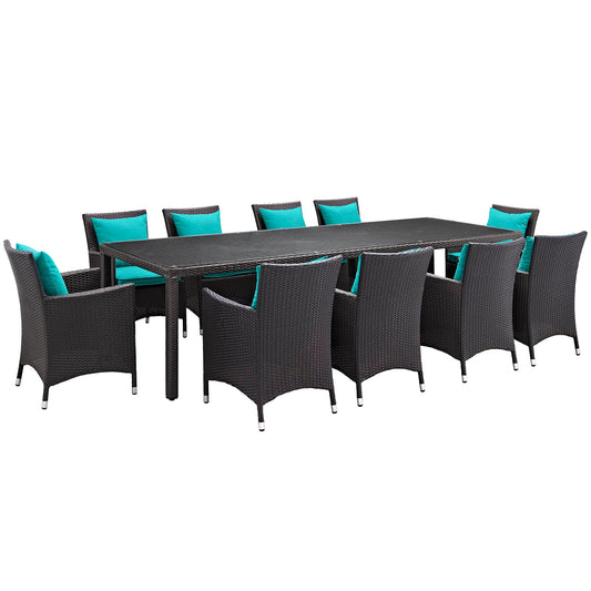 Modway Convene 11 Piece Outdoor Patio 114" Dining Set | Outdoor Dining Set | 