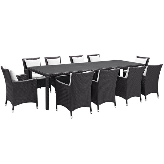 Modway Convene 11 Piece Outdoor Patio 114" Dining Set | Outdoor Dining Set | 