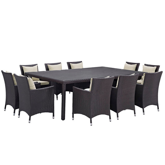 Modway Convene 11 Piece Outdoor Patio 90" Dining Set | Outdoor Dining Set | 
