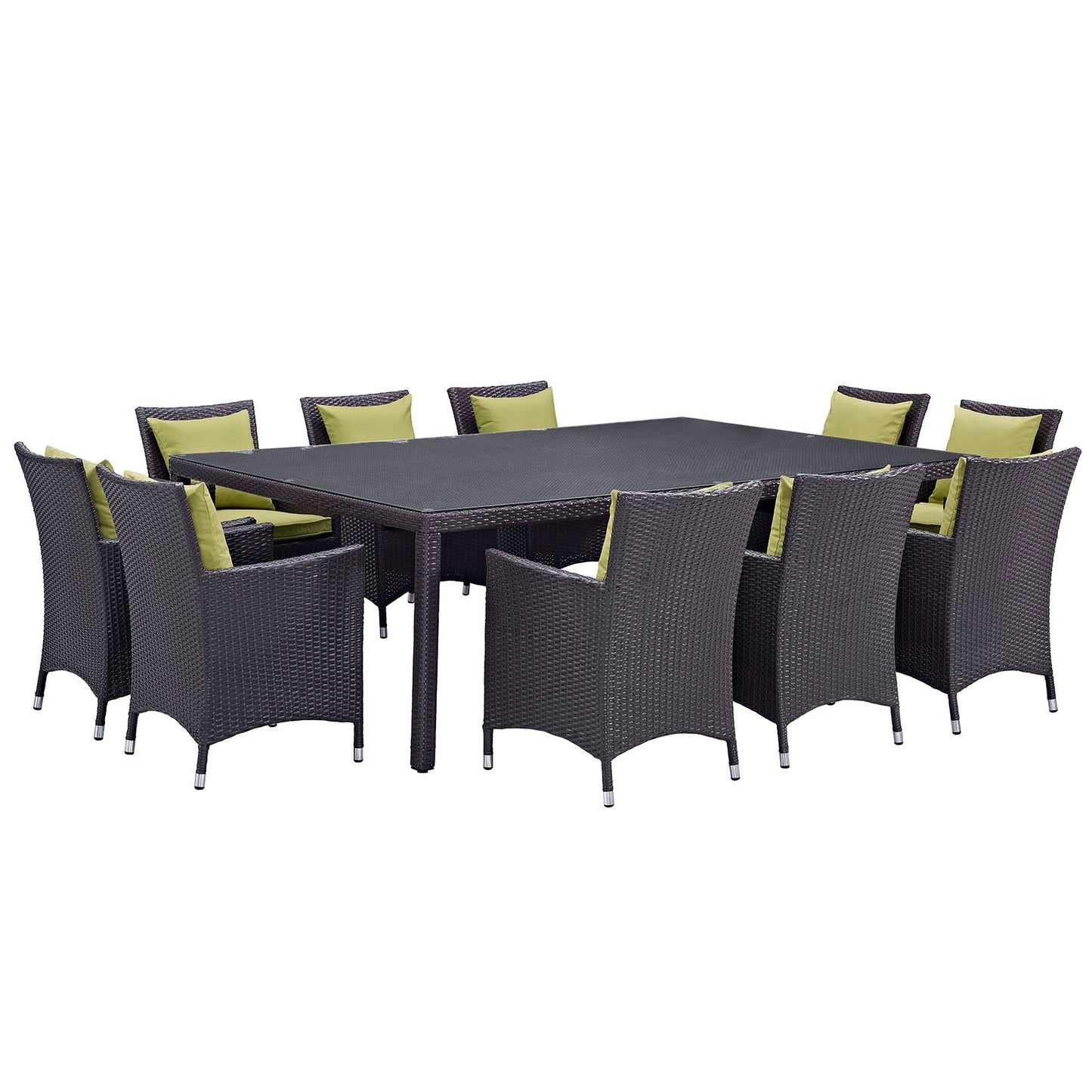 Modway Convene 11 Piece Outdoor Patio 90" Dining Set | Outdoor Dining Set | 