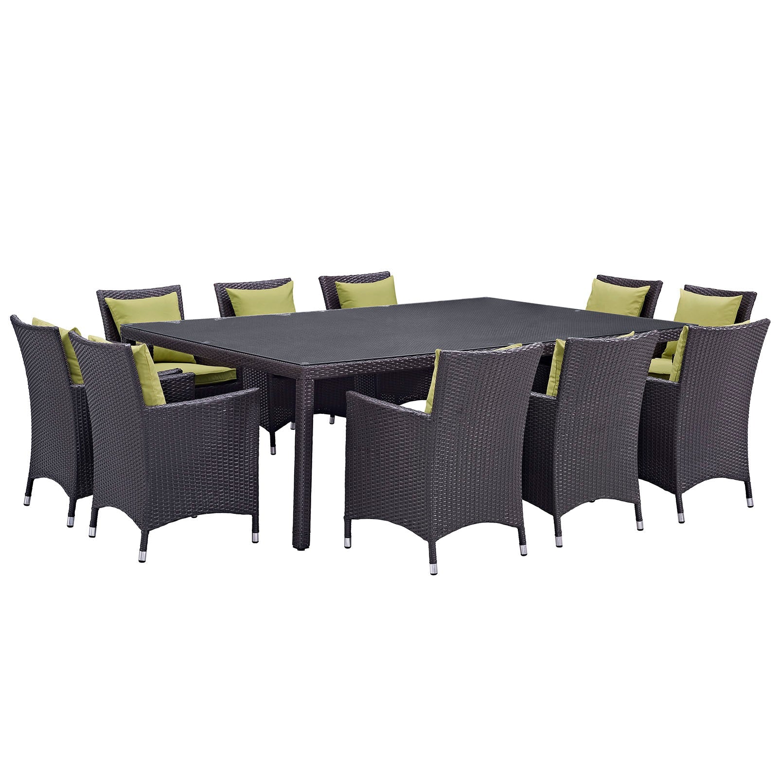 Modway Convene 11 Piece Outdoor Patio 90" Dining Set | Outdoor Dining Set | 