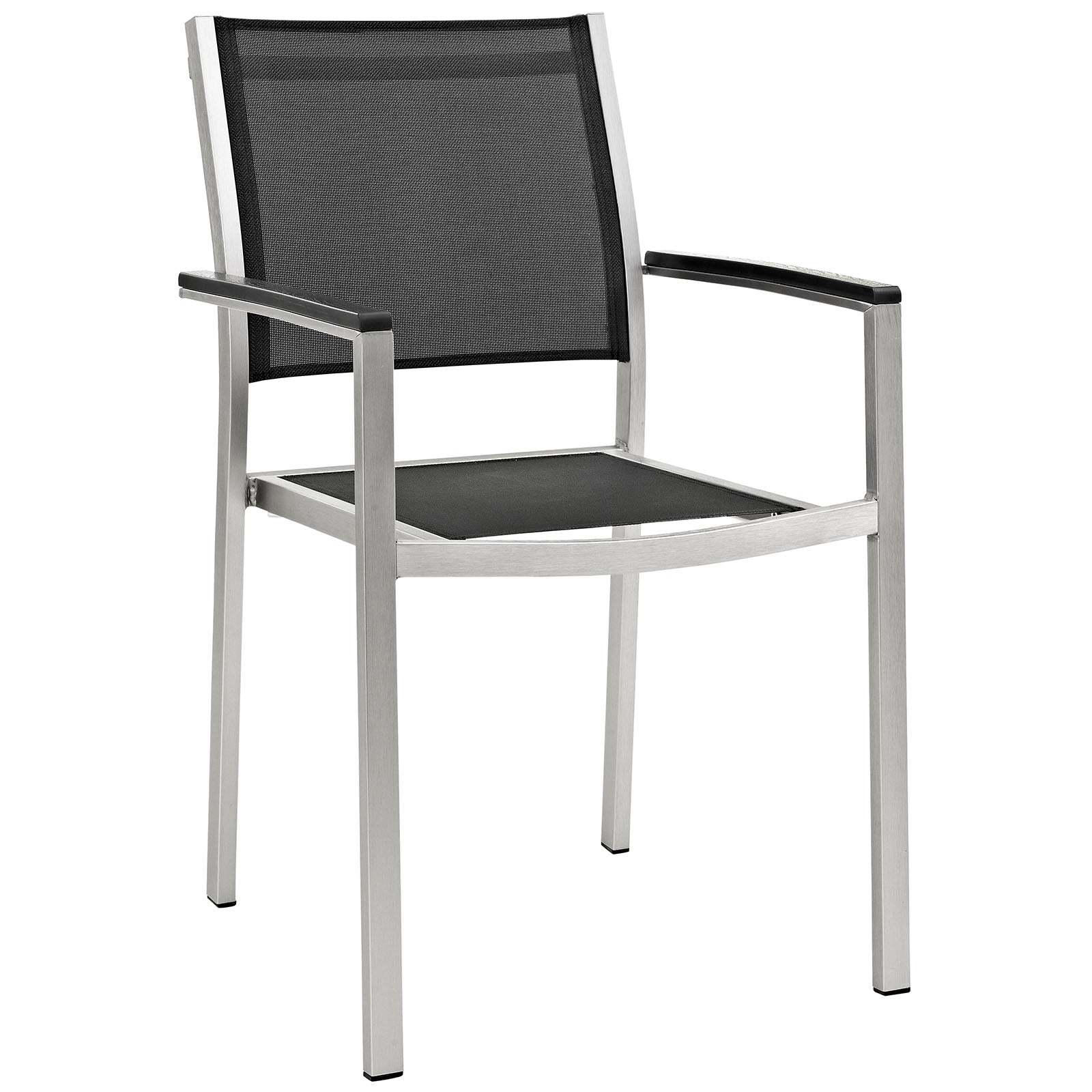 Modway Shore Outdoor Patio Aluminum Dining Chair - Silver Black | Dining Chairs | Modishstore-9
