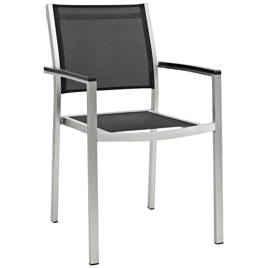 Modway Shore Outdoor Patio Aluminum Dining Chair - Silver Black | Dining Chairs | Modishstore-9