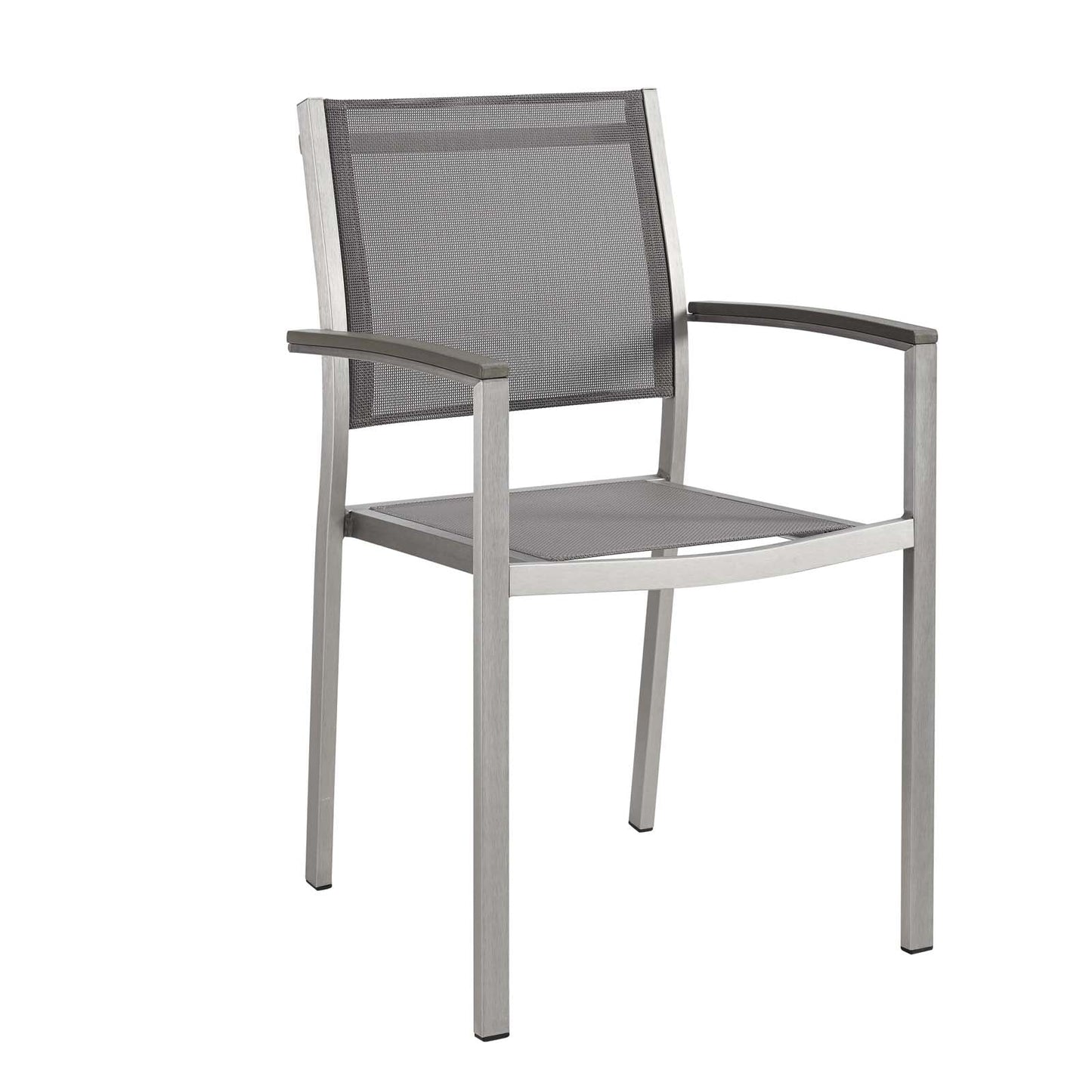 Modway Shore Outdoor Patio Aluminum Dining Chair - Silver Black - EEI-2272 | Outdoor Chairs | Modishstore-1
