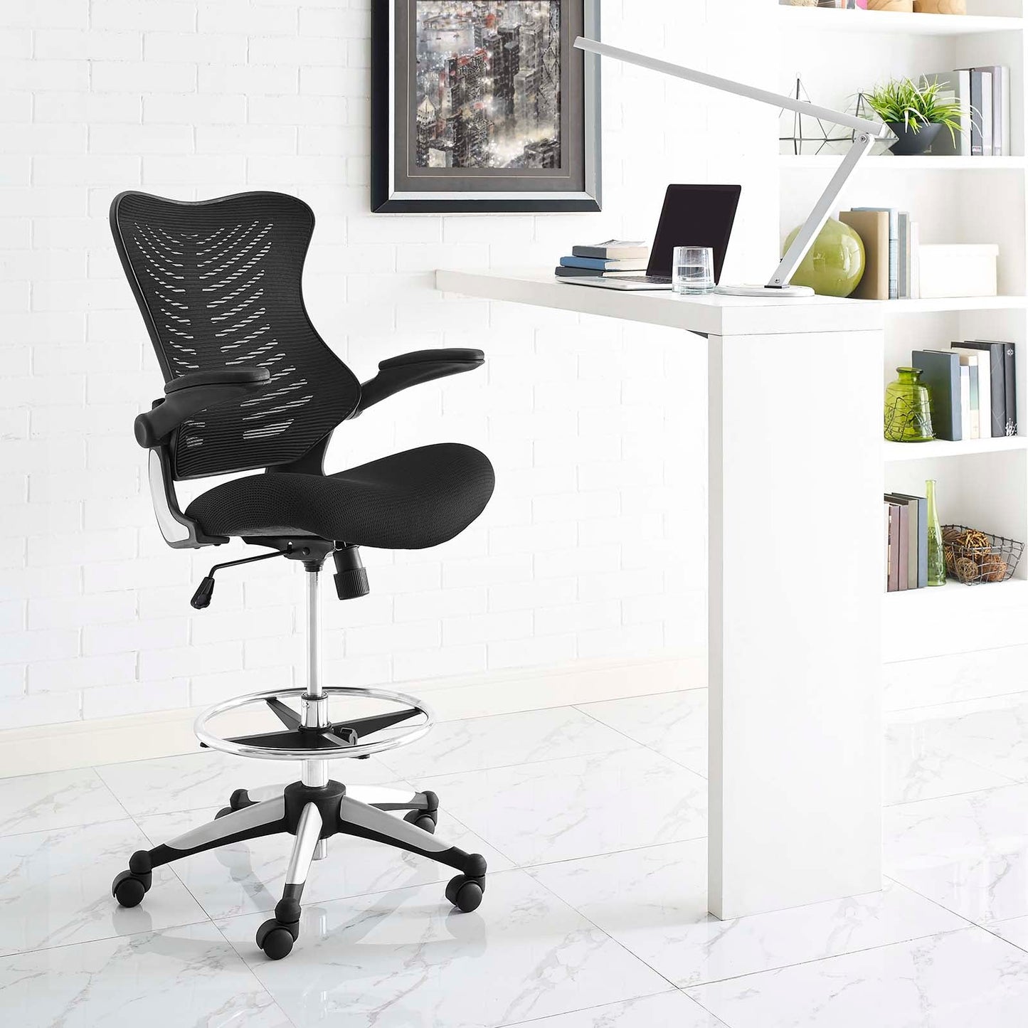 Modway Charge Drafting Chair - Black | Office Chairs