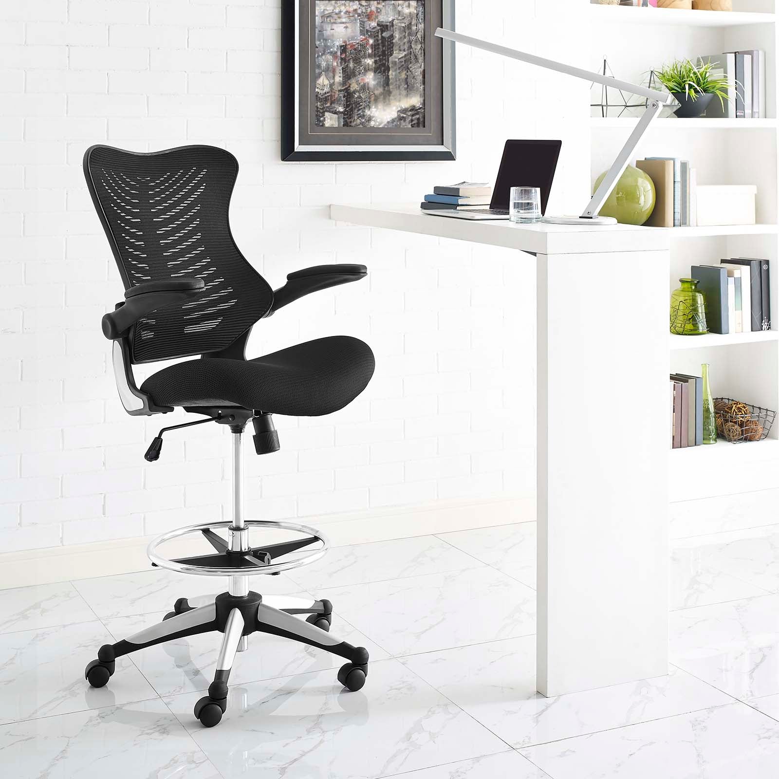 Modway Charge Drafting Chair - Black | Office Chairs