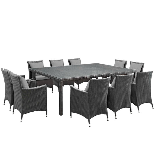 Sojourn 11 Piece Outdoor Patio Sunbrella® Dining Set By Modway - EEI-2311 | Outdoor Dining Sets | Modishstore - 2