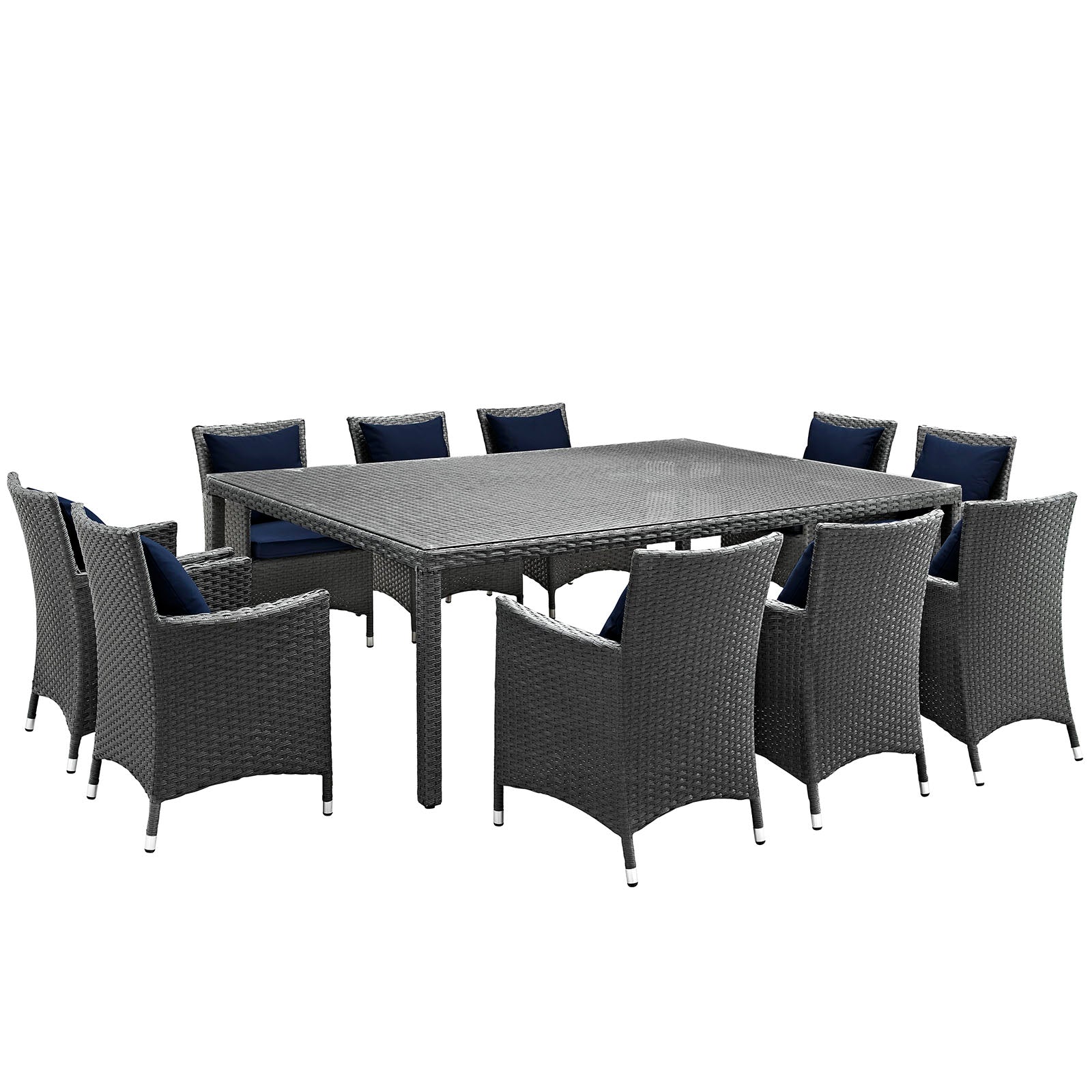 Sojourn 11 Piece Outdoor Patio Sunbrella® Dining Set By Modway - EEI-2311 | Outdoor Dining Sets | Modishstore - 3