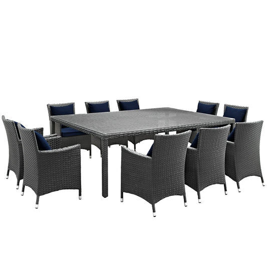 Sojourn 11 Piece Outdoor Patio Sunbrella® Dining Set By Modway - EEI-2311 | Outdoor Dining Sets | Modishstore - 3