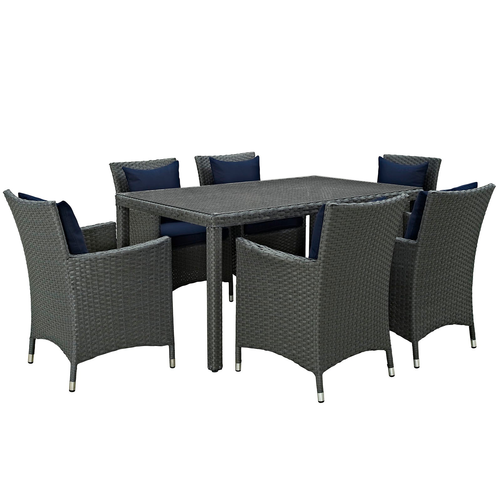 Modway Sojourn 7 Piece Outdoor Patio Sunbrella Dining Set - EEI-2312 | Outdoor Dining Set | Modishstore-24
