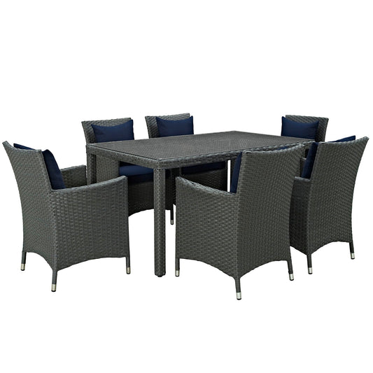 Modway Sojourn 7 Piece Outdoor Patio Sunbrella Dining Set - EEI-2312 | Outdoor Dining Set | Modishstore-24