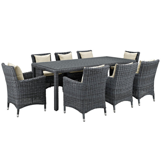 Summon 9 Piece Outdoor Patio Sunbrella® Dining Set By Modway - EEI-2331 | Outdoor Dining Sets | Modishstore