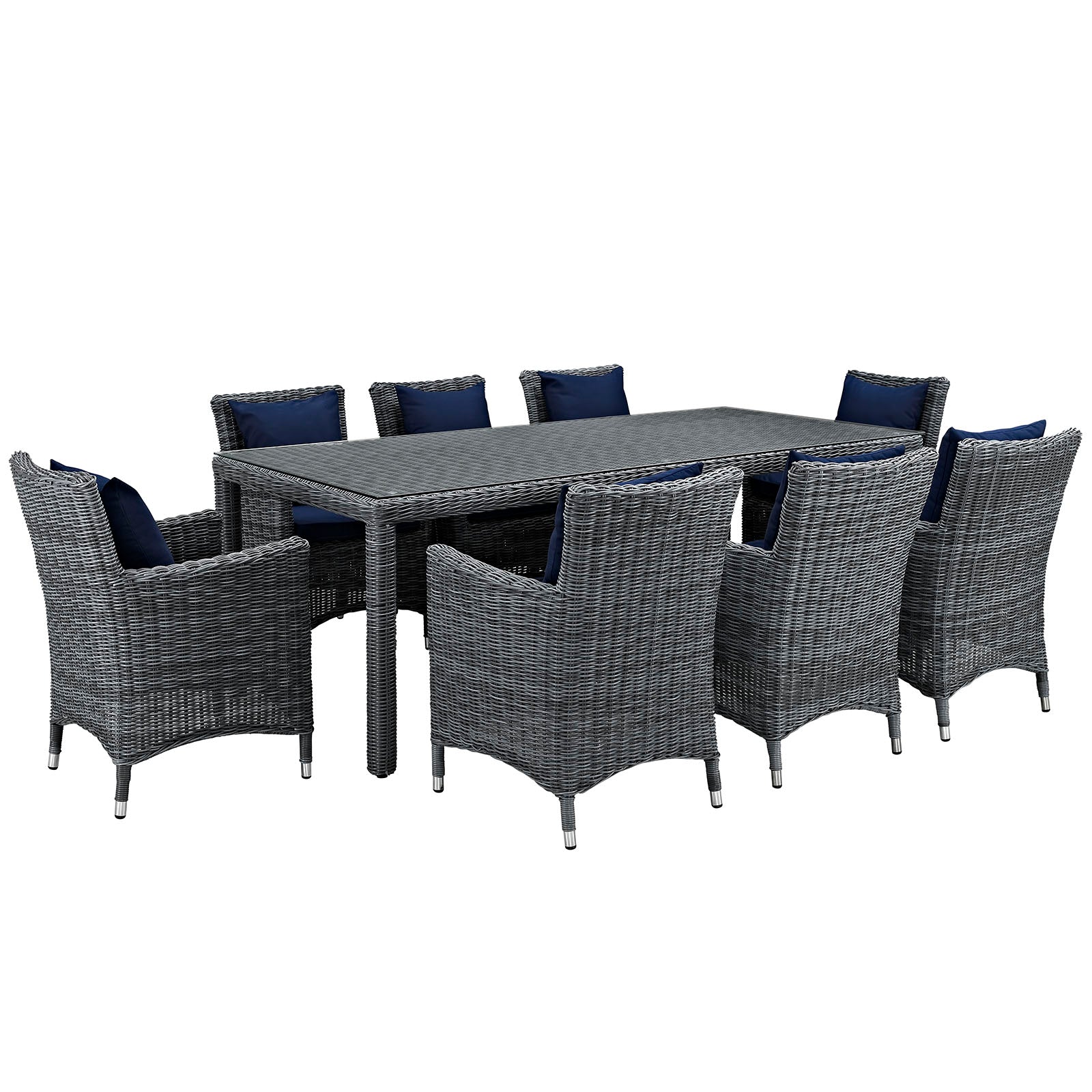 Summon 9 Piece Outdoor Patio Sunbrella® Dining Set By Modway - EEI-2331 | Outdoor Dining Sets | Modishstore - 3