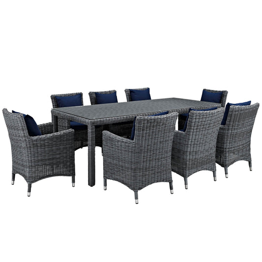 Summon 9 Piece Outdoor Patio Sunbrella® Dining Set By Modway - EEI-2331 | Outdoor Dining Sets | Modishstore - 3