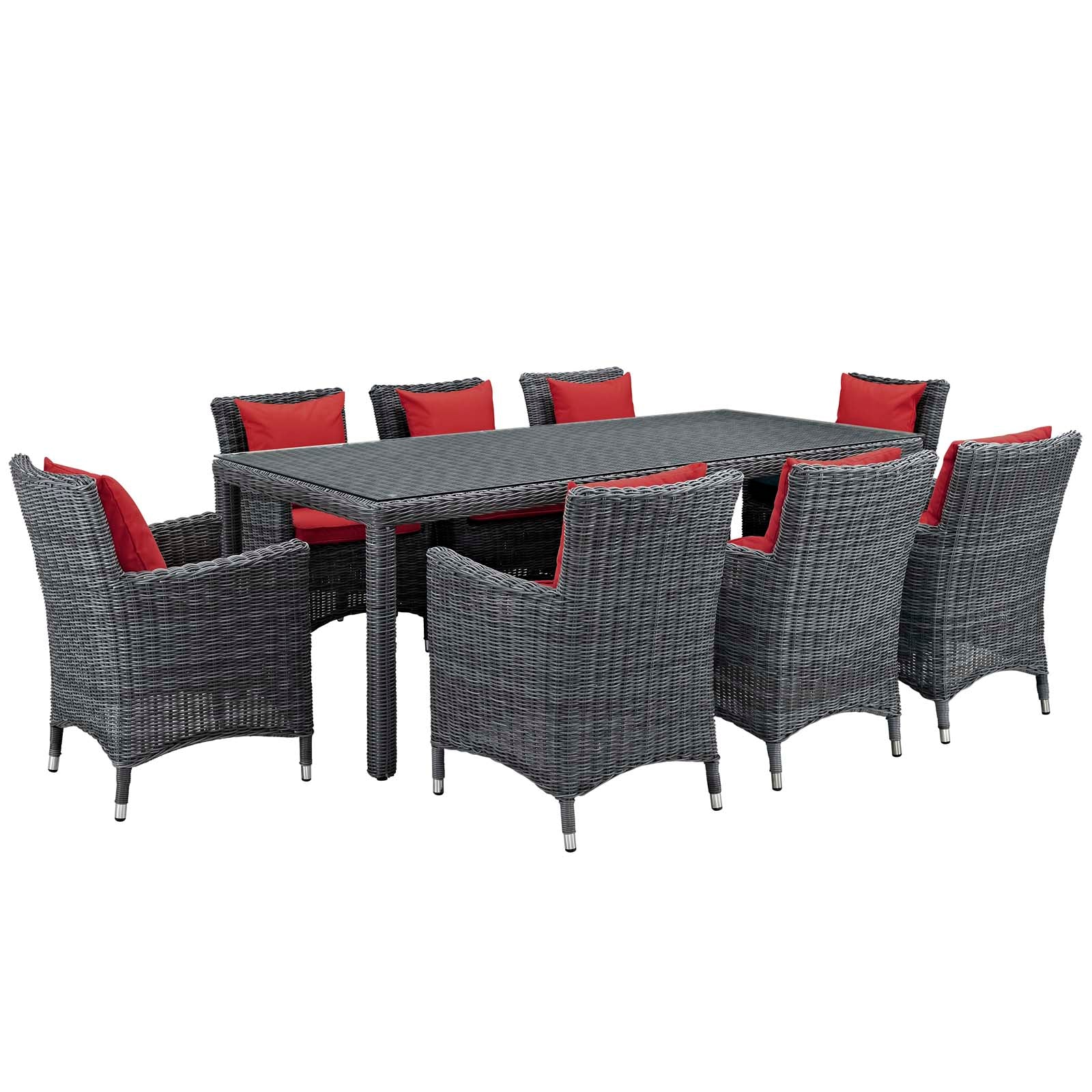 Summon 9 Piece Outdoor Patio Sunbrella® Dining Set By Modway - EEI-2331 | Outdoor Dining Sets | Modishstore - 4