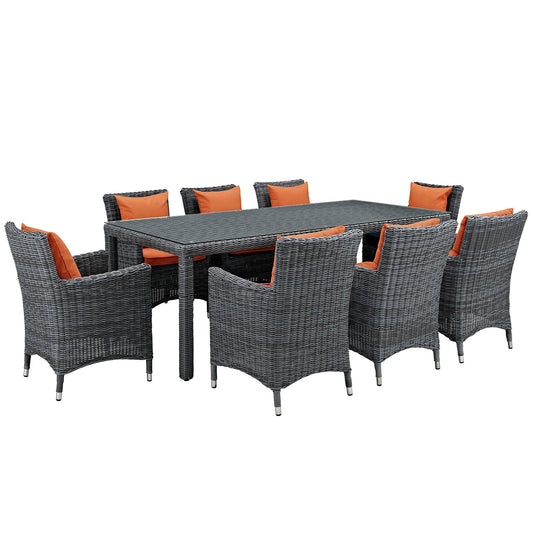 Summon 9 Piece Outdoor Patio Sunbrella® Dining Set By Modway - EEI-2331 | Outdoor Dining Sets | Modishstore - 5