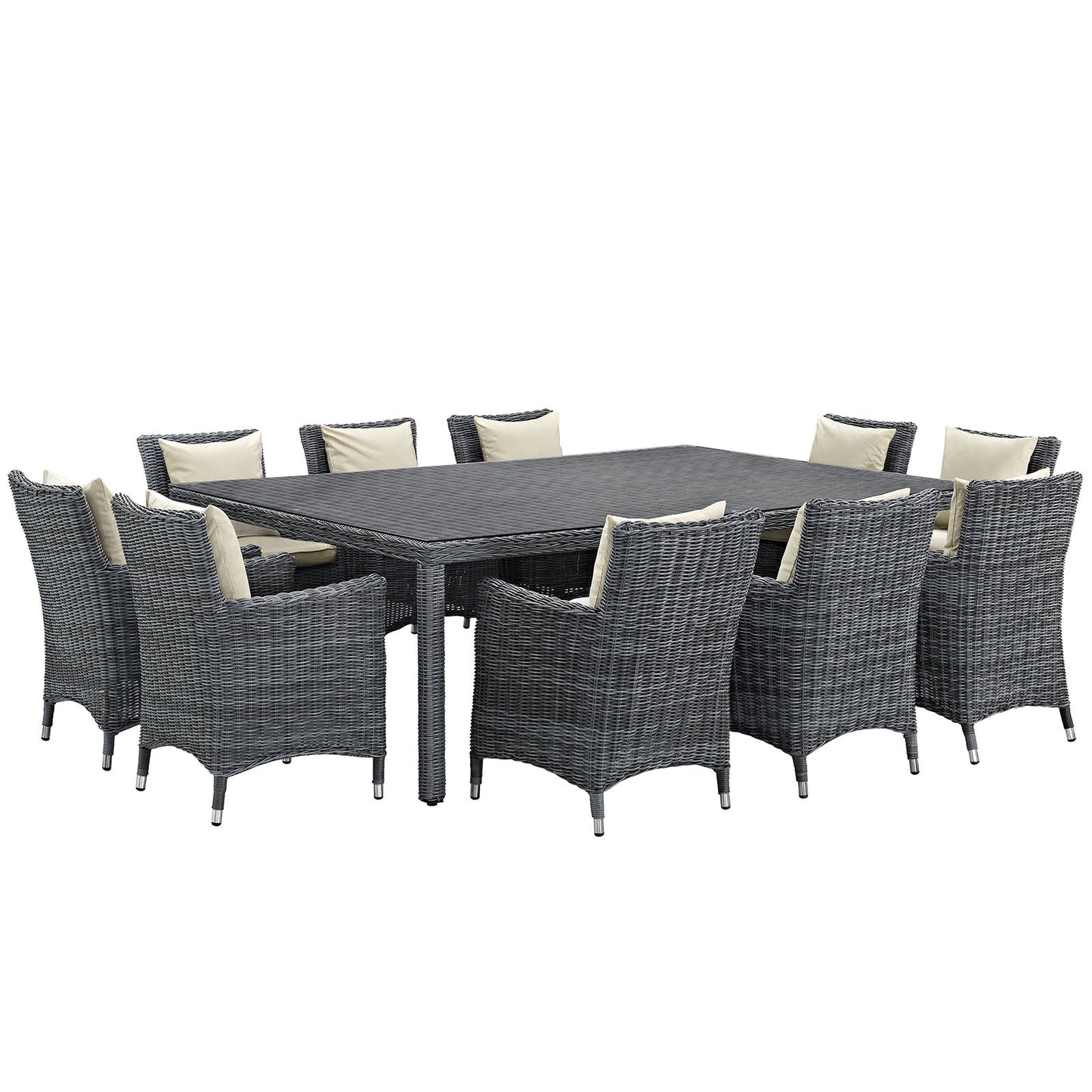 Modway Summon 11 Piece Outdoor Patio Sunbrella Dining Set - EEI-2333 | Dining Sets | Modishstore-24