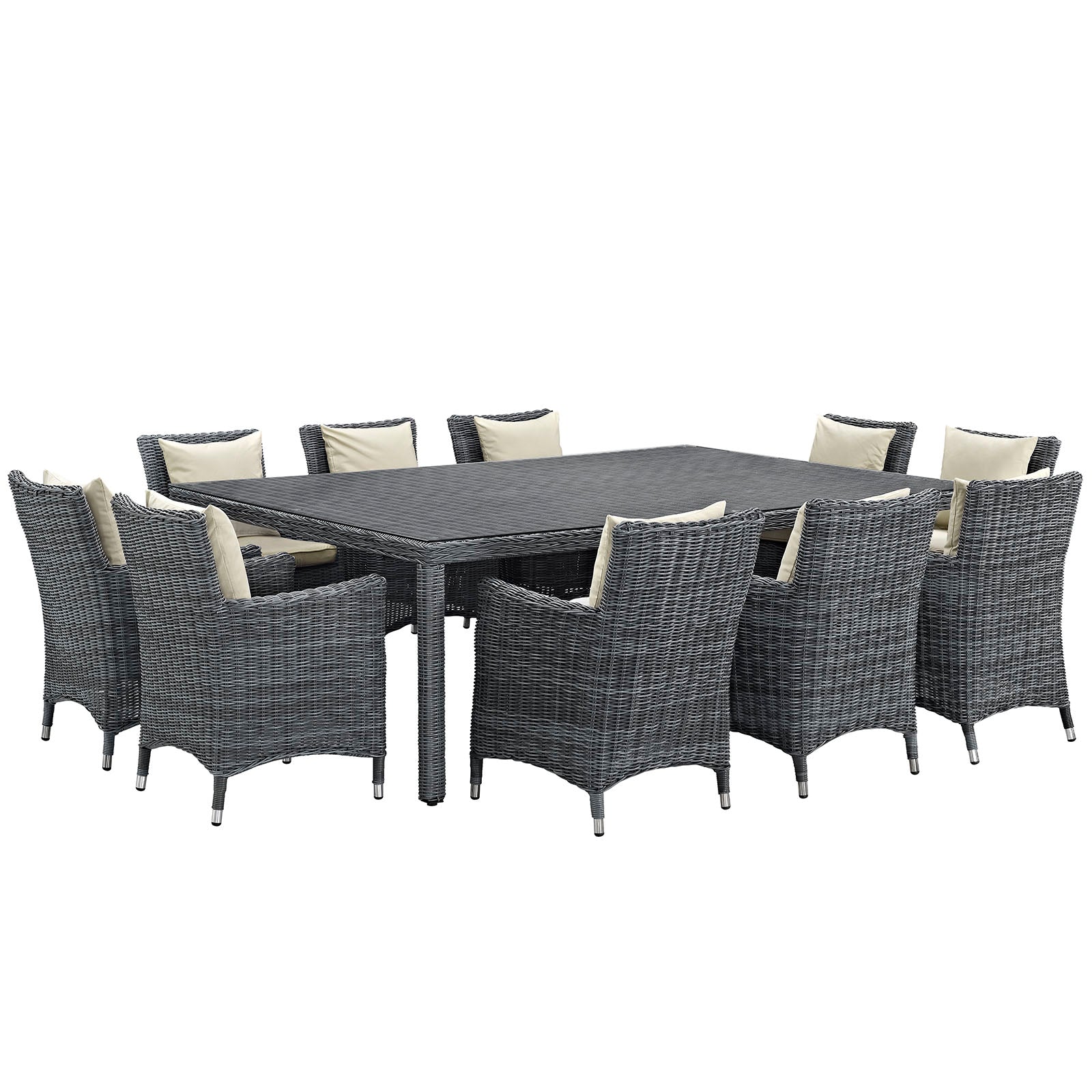 Modway Summon 11 Piece Outdoor Patio Sunbrella Dining Set - EEI-2333 | Dining Sets | Modishstore-24