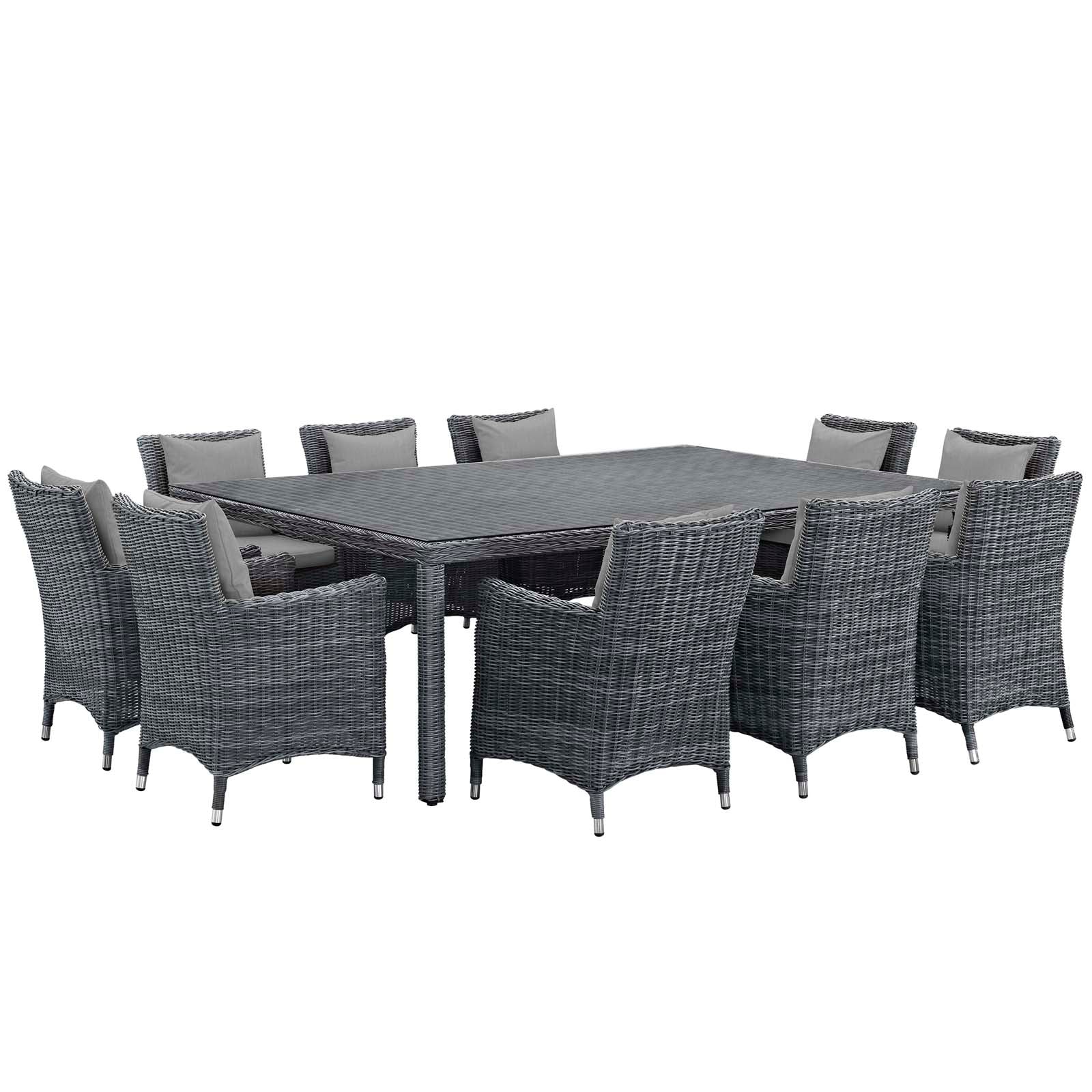 Modway Summon 11 Piece Outdoor Patio Sunbrella Dining Set - EEI-2333 | Dining Sets | Modishstore-32