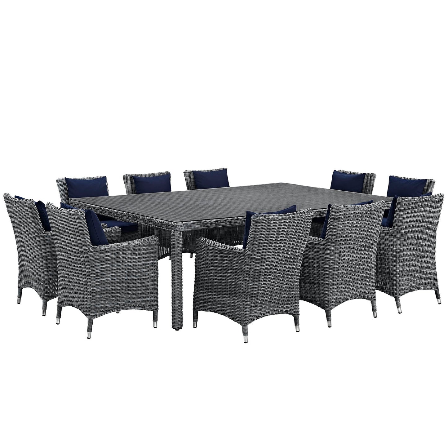 Modway Summon 11 Piece Outdoor Patio Sunbrella Dining Set - EEI-2333 | Dining Sets | Modishstore-26