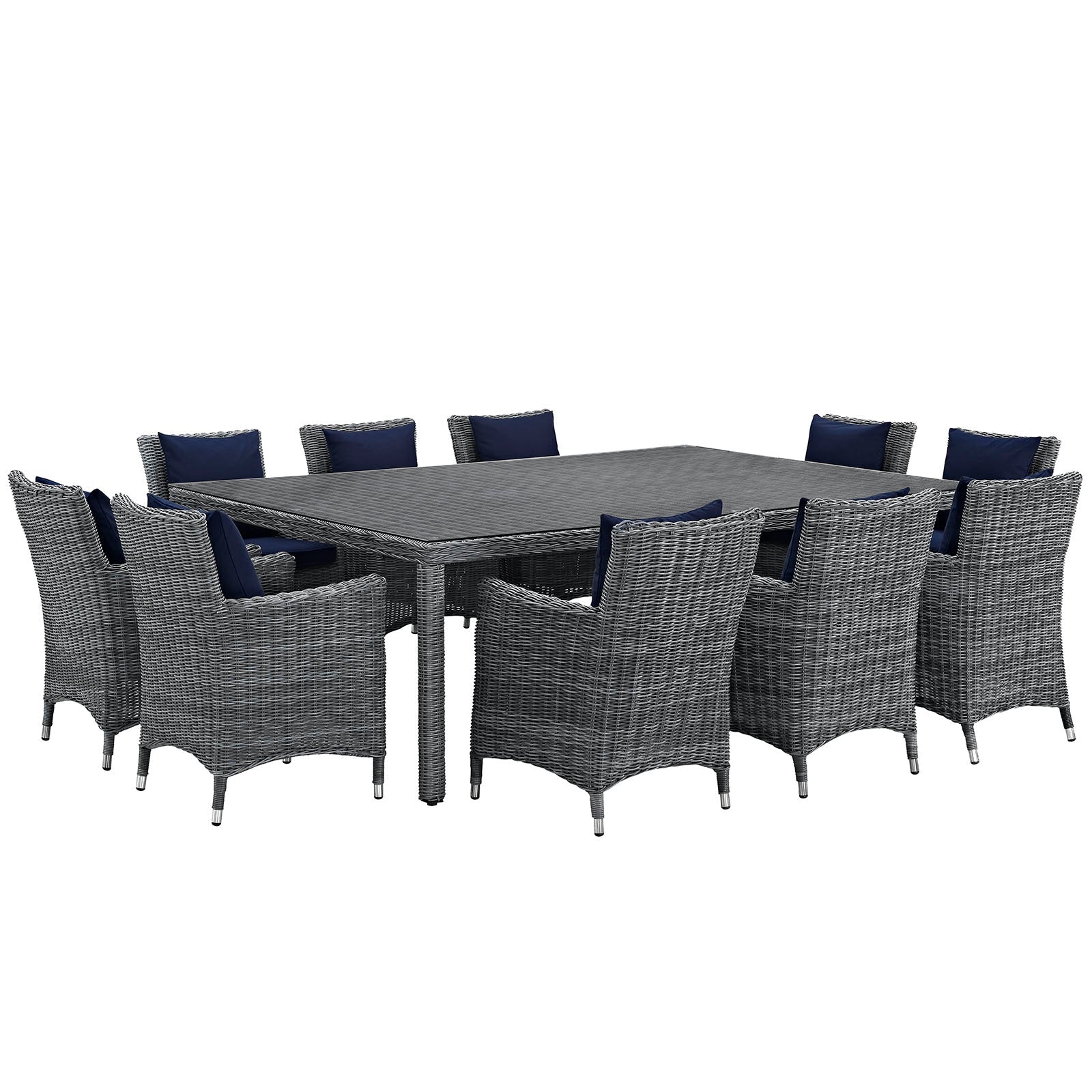 Modway Summon 11 Piece Outdoor Patio Sunbrella Dining Set - EEI-2333 | Dining Sets | Modishstore-26