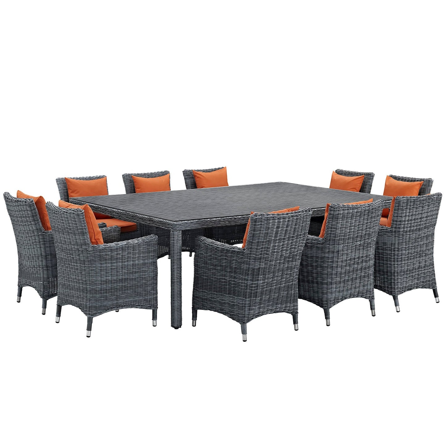 Modway Summon 11 Piece Outdoor Patio Sunbrella Dining Set - EEI-2333 | Dining Sets | Modishstore-29
