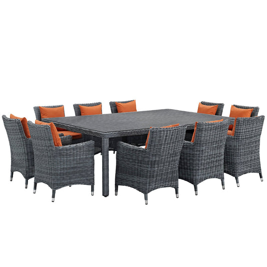 Modway Summon 11 Piece Outdoor Patio Sunbrella Dining Set - EEI-2333 | Dining Sets | Modishstore-29
