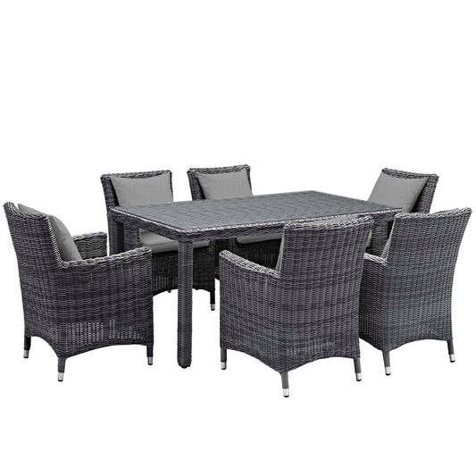 Modway Summon 7 Piece Outdoor Patio Sunbrella Dining Set - EEI-2334 - EEI-2334 - Canvas Gray