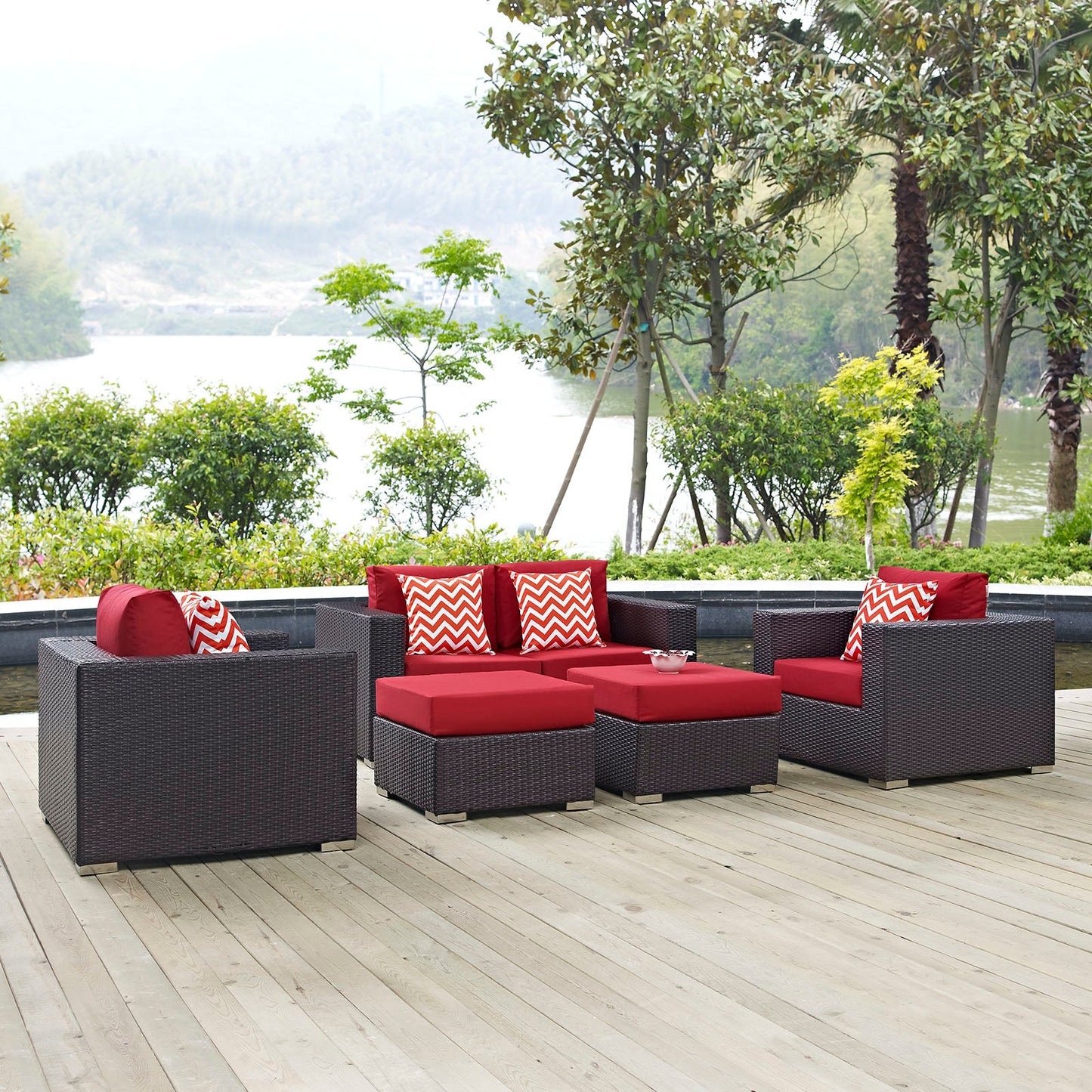 Convene 5 Piece Outdoor Patio Sofa Set By Modway - EEI-2351 | Outdoor Sofas, Loveseats & Sectionals - 4