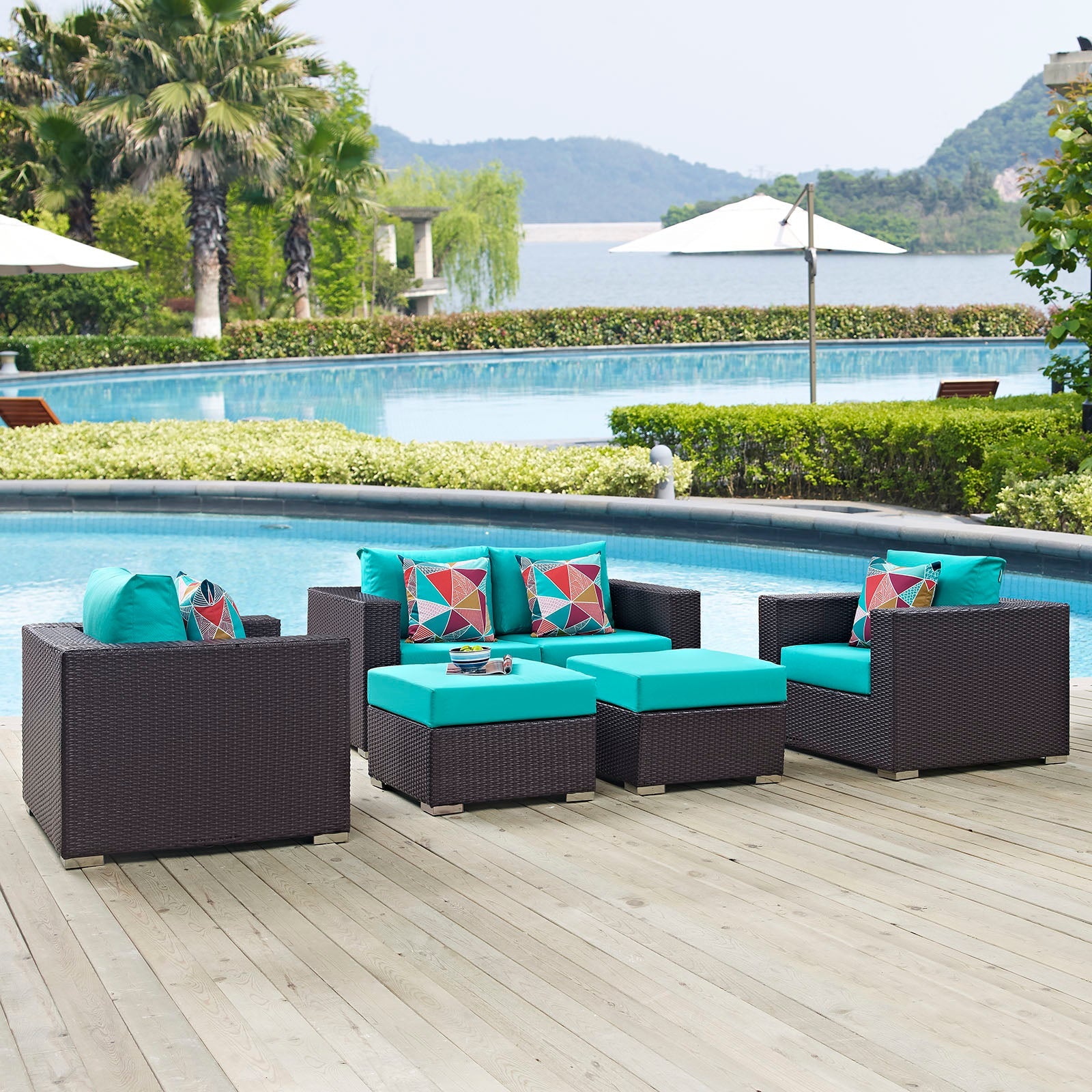Convene 5 Piece Outdoor Patio Sofa Set By Modway - EEI-2351 | Outdoor Sofas, Loveseats & Sectionals - 5