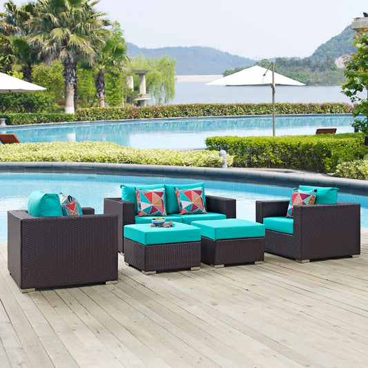 Convene 5 Piece Outdoor Patio Sofa Set By Modway - EEI-2351 | Outdoor Sofas, Loveseats & Sectionals - 5