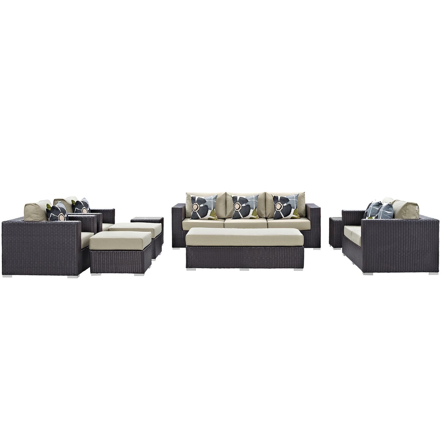 Modway Convene 9 Piece Outdoor Patio Sofa Set | Outdoor Sofas, Loveseats & Sectionals | 