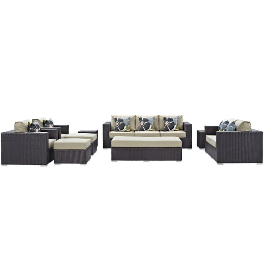 Modway Convene 9 Piece Outdoor Patio Sofa Set | Outdoor Sofas, Loveseats & Sectionals | 