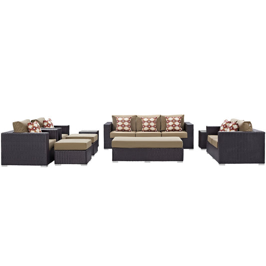 Modway Convene 9 Piece Outdoor Patio Sofa Set | Outdoor Sofas, Loveseats & Sectionals | 