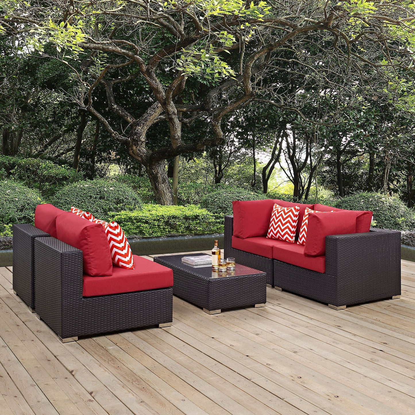 Modway Convene 5 Piece Outdoor Patio Sectional Set - EEI-2356 | Outdoor Sofas, Loveseats & Sectionals | 