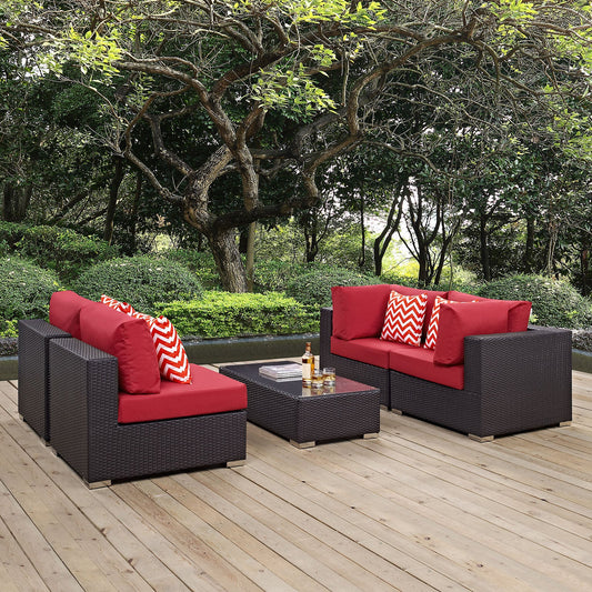 Modway Convene 5 Piece Outdoor Patio Sectional Set - EEI-2356 | Outdoor Sofas, Loveseats & Sectionals | 