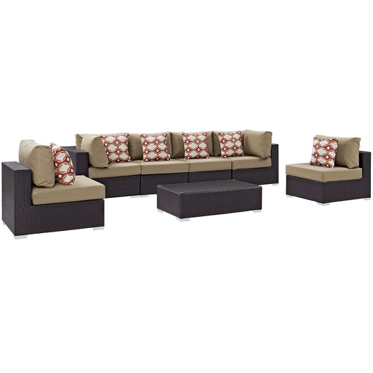 Modway Convene 7 Piece Outdoor Patio Sectional Set - EEI-2357 | Outdoor Sofas, Loveseats & Sectionals | 