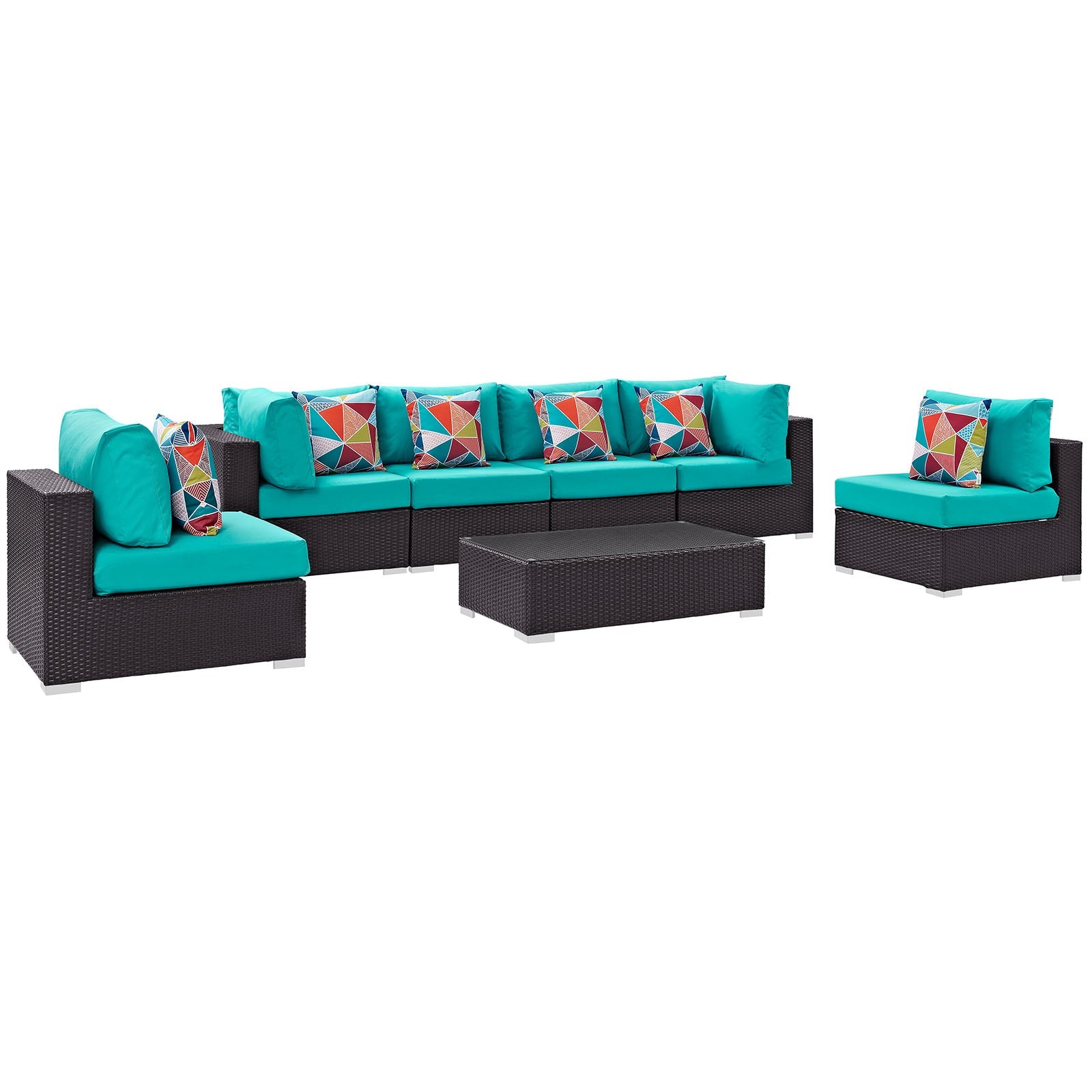 Modway Convene 7 Piece Outdoor Patio Sectional Set - EEI-2357 | Outdoor Sofas, Loveseats & Sectionals | 