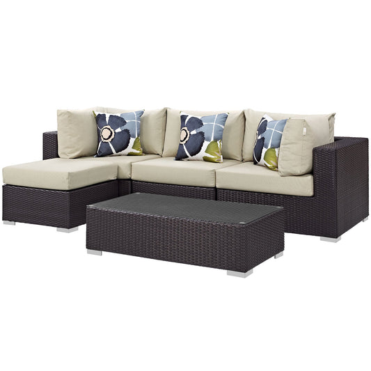 Modway Convene 5 Piece Outdoor Patio Sectional Set - EEI-2362 | Outdoor Sofas, Loveseats & Sectionals | 