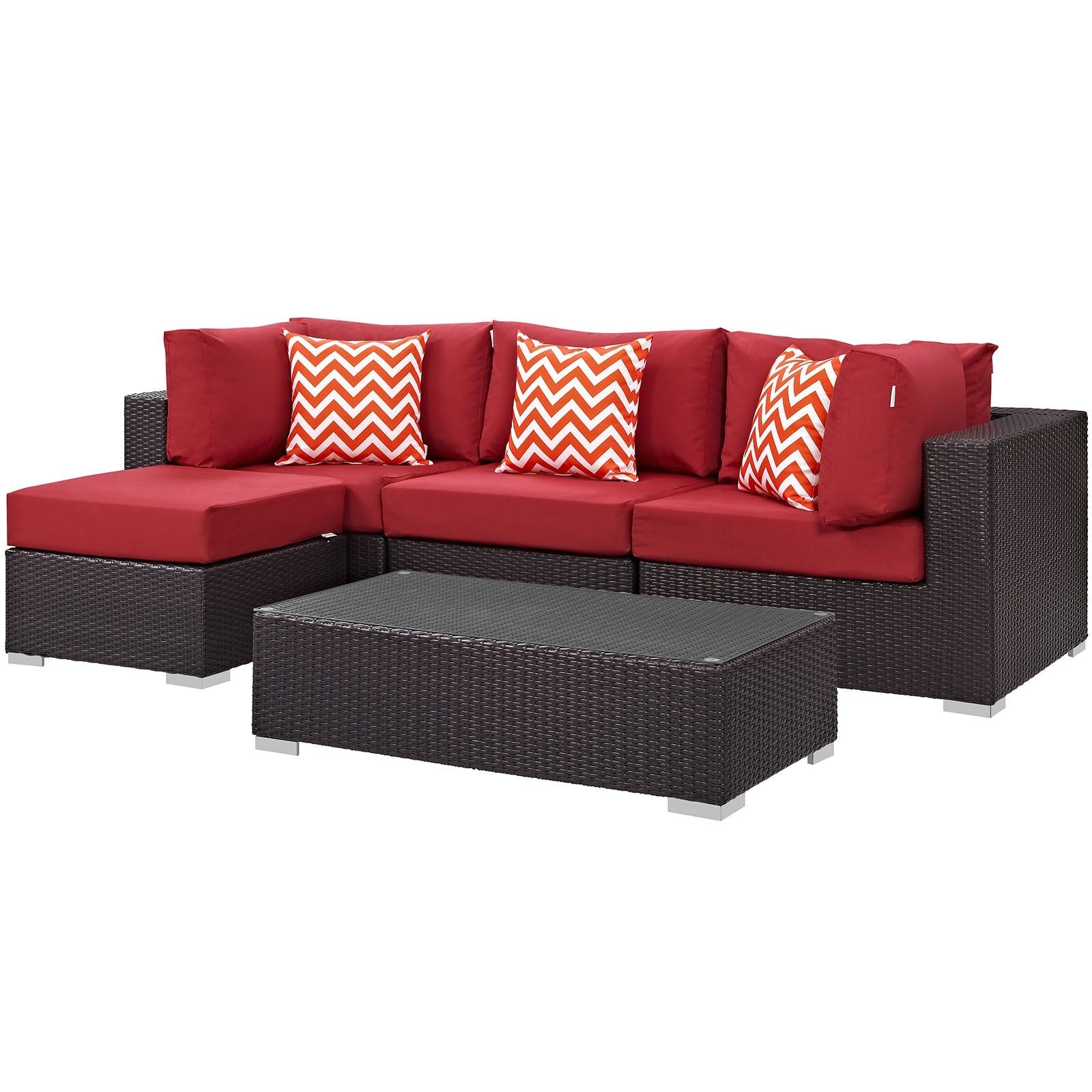 Modway Convene 5 Piece Outdoor Patio Sectional Set - EEI-2362 | Outdoor Sofas, Loveseats & Sectionals | 