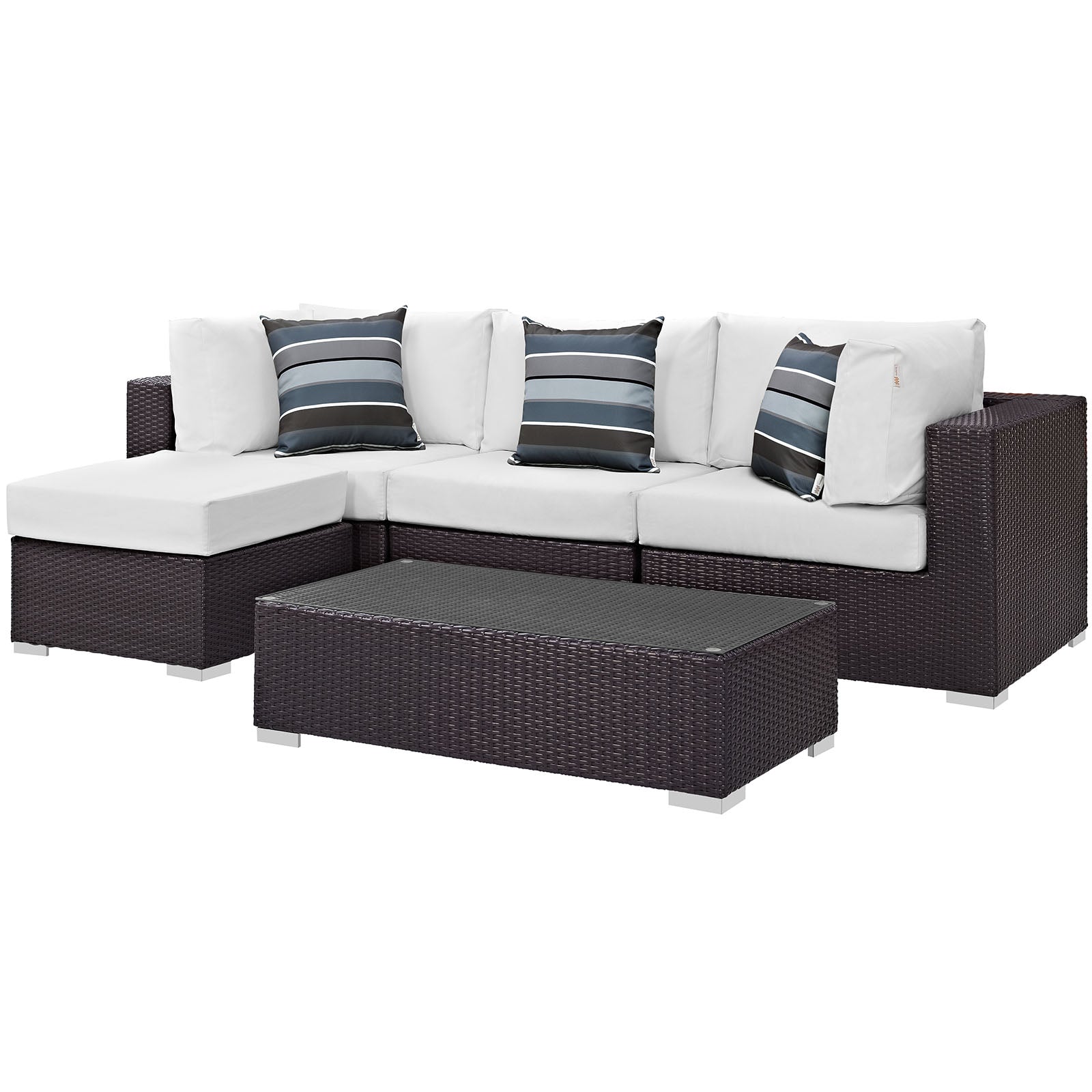 Modway Convene 5 Piece Outdoor Patio Sectional Set - EEI-2362 | Outdoor Sofas, Loveseats & Sectionals | 