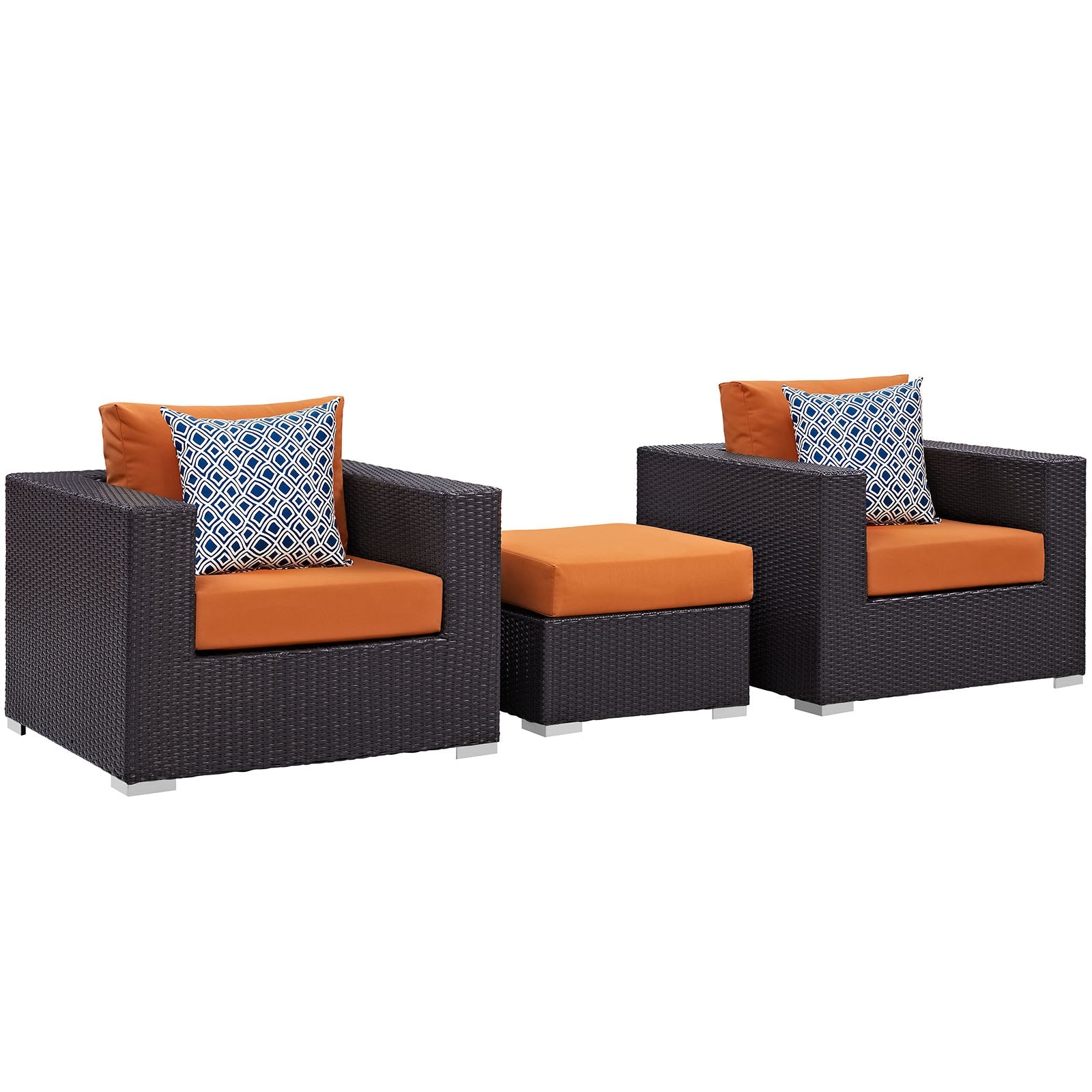 Modway Convene 3 Piece Outdoor Patio Ottoman & Armchair Set - EEI-2363 | Outdoor Sofas, Loveseats & Sectionals | 