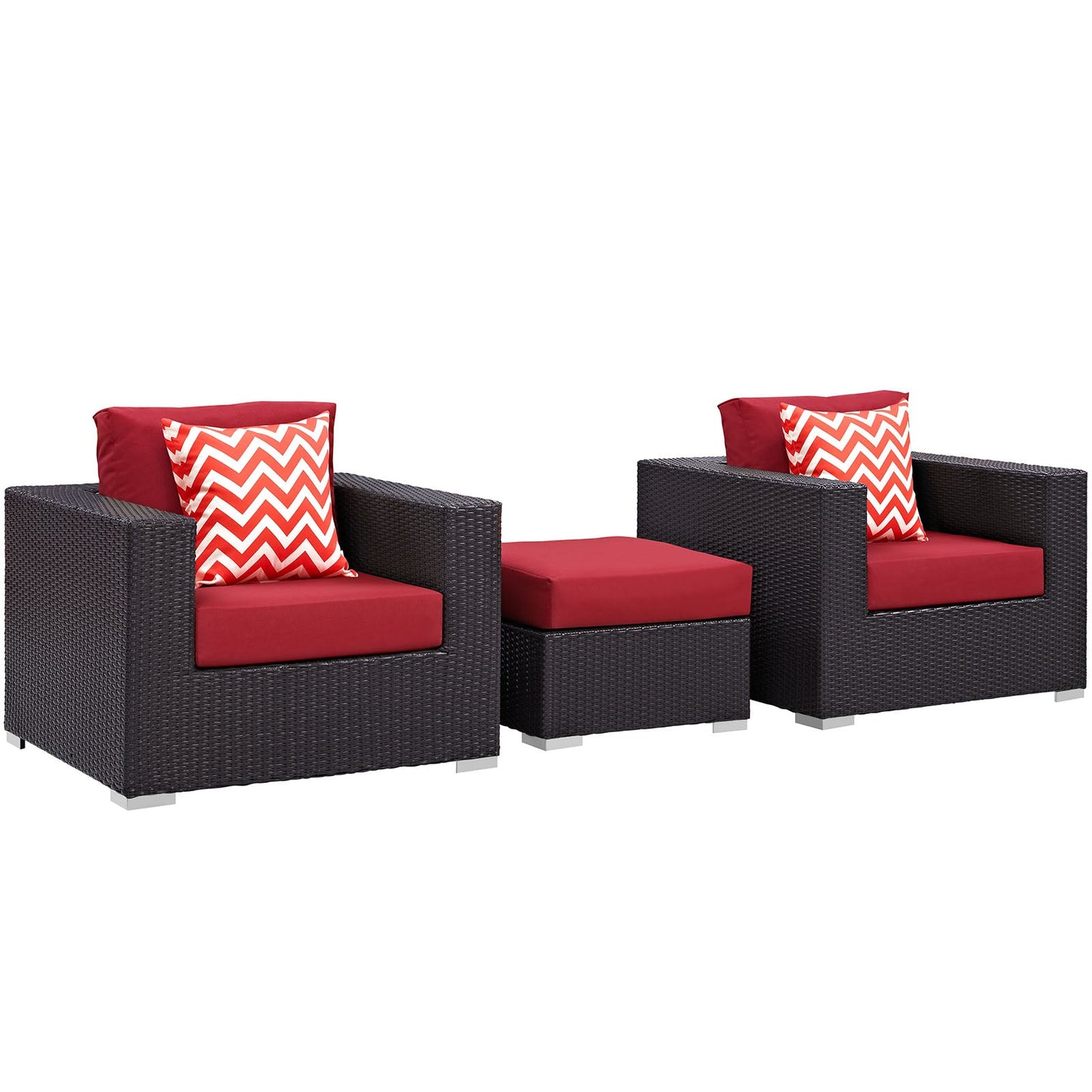 Modway Convene 3 Piece Outdoor Patio Ottoman & Armchair Set - EEI-2363 | Outdoor Sofas, Loveseats & Sectionals | 
