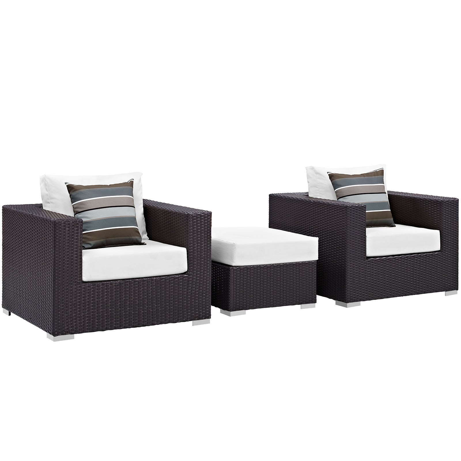 Modway Convene 3 Piece Outdoor Patio Ottoman & Armchair Set - EEI-2363 | Outdoor Sofas, Loveseats & Sectionals | 