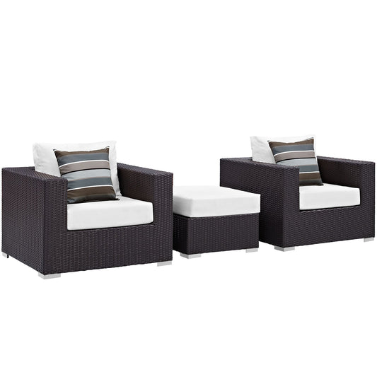 Modway Convene 3 Piece Outdoor Patio Ottoman & Armchair Set - EEI-2363 | Outdoor Sofas, Loveseats & Sectionals | 